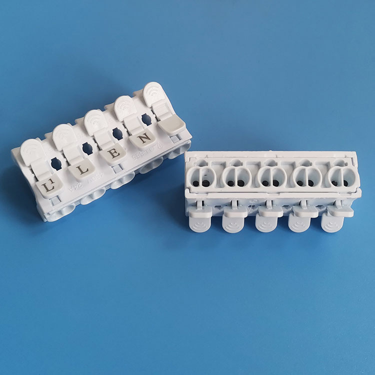 定制OJ-865快速接線端子5p五位免螺絲接線柱雙邊按壓接線器LED