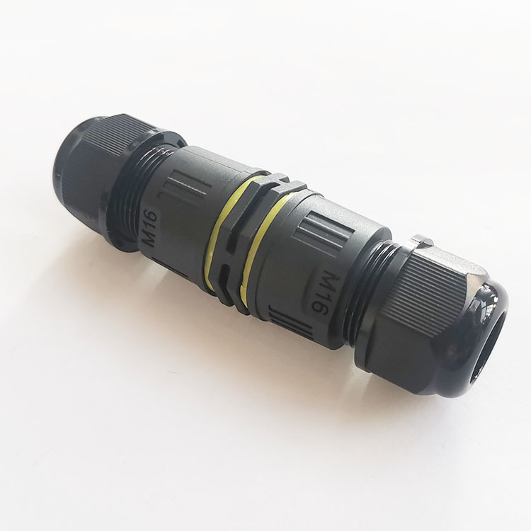 M16直通3芯鎖線電線防水接頭IP68防水接頭戶外路燈對接防水連接器