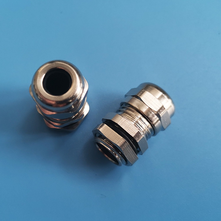 黃銅鍍鎳電纜防水接頭M12*1.5金屬接頭密封鎖緊填料函密封頭