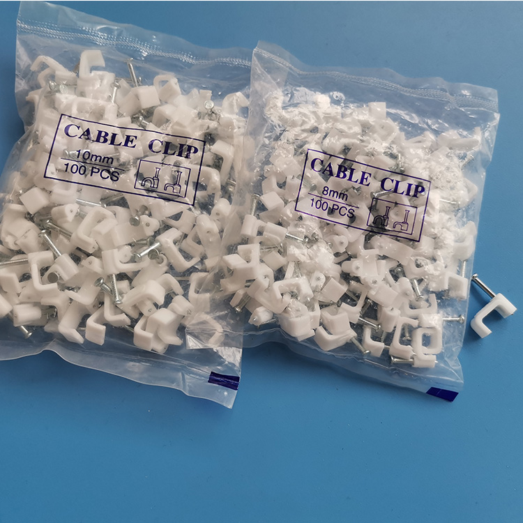 方形鋼釘線卡8mm10mm塑料電線固定線卡水泥墻釘網線釘子100一包